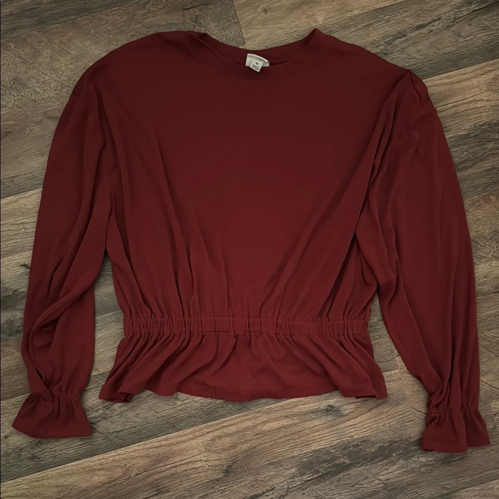 A New Day Women's Red Long Sleeve Top Size Medium Workwear Blouse